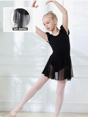 Black Chiffon Ballet Dress for Girls - Kids Dance Costume